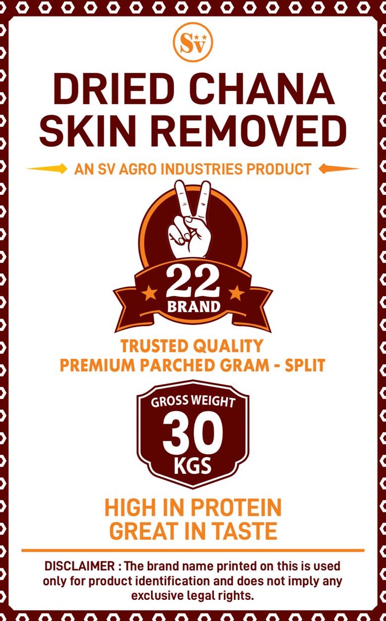 22 Brand — Dried Chana Skin Removed, Split, 30 kg